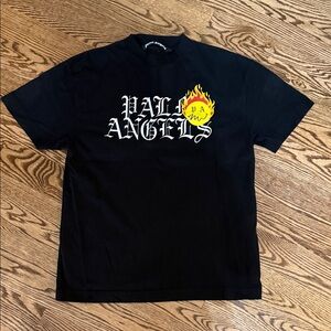 Palm Angels Black Tee with Yellow Flame